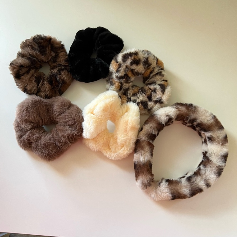 Fuzzy Fur Hair Accessories Scrunchies Headband Leopard Neutral Shein